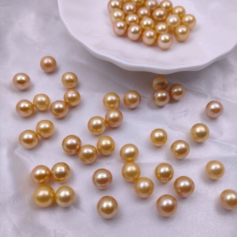 Hạt Ngọc Trai Edison Nước Ngọt Màu Vàng Champagne Ánh Kim – Viên Rời Cao Cấp Làm Phụ Kiện Trang Sức MADAME HIEN PEARLS HT021