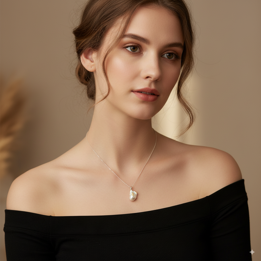 Mặt Dây Chuyền Ngọc Trai Baroque Tự Nhiên Mạ Vàng 24K – Trang Sức Thủ Công Cao Cấp Cho Nữ Ngọc Trai Phú Quốc MADAME HIEN PEARLS MB043