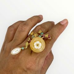 Trâm Cài Áo MADAME HIEN PEARLS Ghim Cài Hình Hoa Đào Đính Hạt Trai Tự Nhiên Phối Tua PKC004