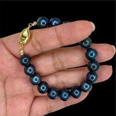 Vòng Tay VIP Ngọc Trai Đen Lông Công Tự Nhiên 9-10mm Khoá Bạc Mạ Vàng Sang Trọng MADAME HIEN PEARLS VTT139