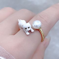 Nhẫn Hở Freesize Mặt Mèo Đính Ngọc Trai Tự Nhiên Đáng Yêu MADAME HIEN PEARLS Cho Nữ NN146