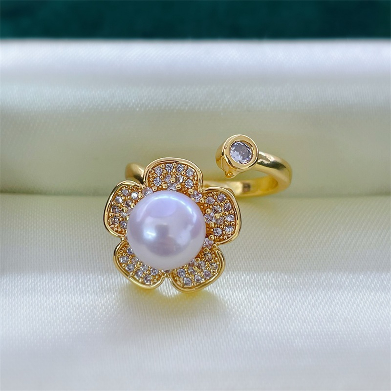 Nhẫn Ngọc Trai Tự Nhiên Mặt Hoa 5 Cánh - Ngọc Trai Phú Quốc Gía Sỉ Cho Nữ NN154