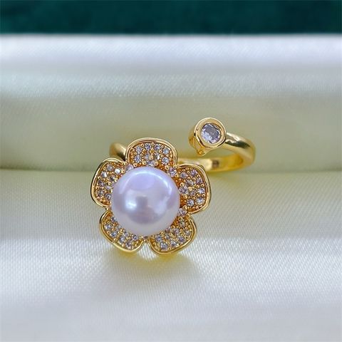 Nhẫn Ngọc Trai Tự Nhiên Mặt Hoa 5 Cánh - Ngọc Trai Phú Quốc Gía Sỉ Cho Nữ NN154