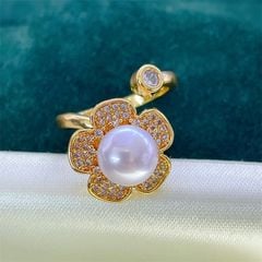 Nhẫn Ngọc Trai Tự Nhiên Mặt Hoa 5 Cánh - Ngọc Trai Phú Quốc Gía Sỉ Cho Nữ NN154