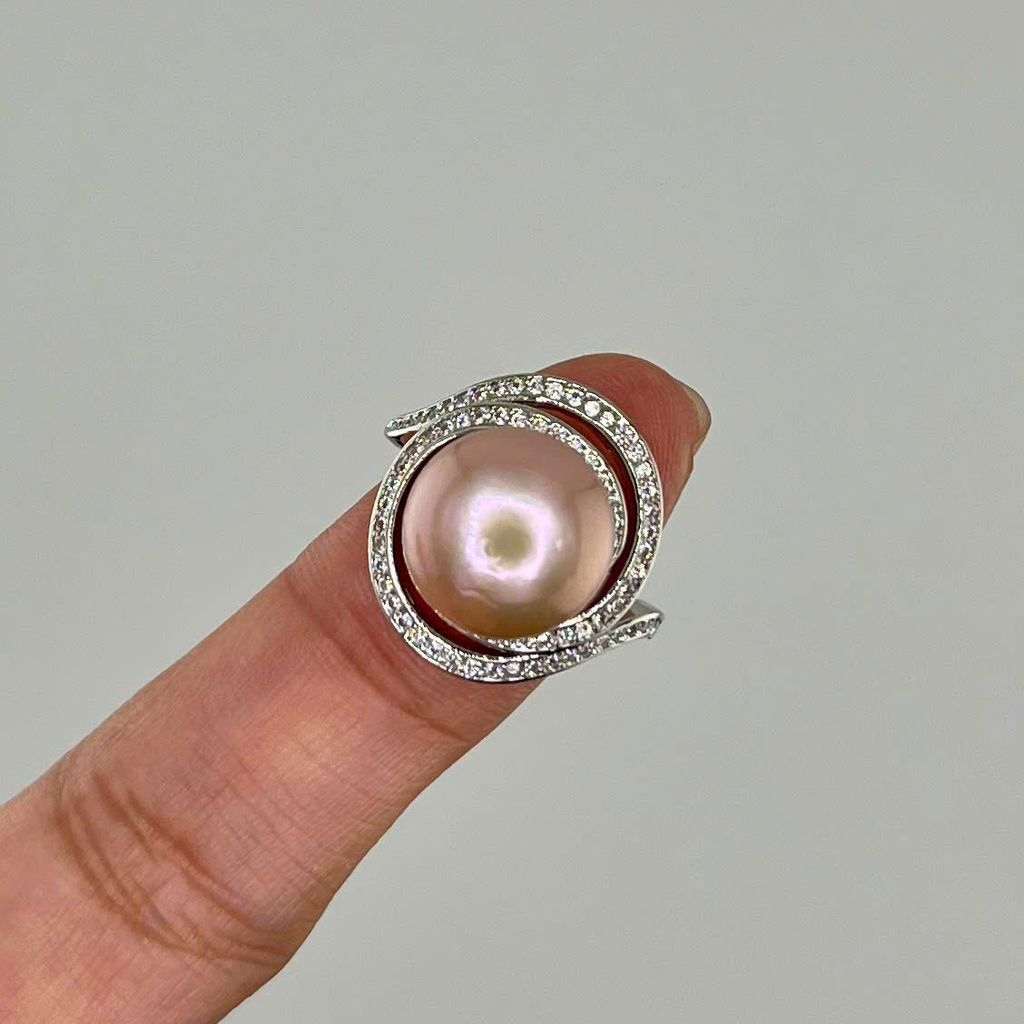 Nhẫn Ngọc Trai Tím Size Lớn 11-12mm Tự Nhiên Sang Trọng Quý Phái Ngọc trai Giá Sỉ Phú Quốc MADAME HIEN PEARLS NT027