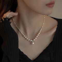 Vòng Cổ Ngọc Trai Hạt Tròn Chạy Dainty Phối Bạc Sterling Mặt Hạt Tròn - Vòng Cổ Thanh Lịch Phong Cách Công Chúa MADAME HIEN PEARLS Cho Nữ CT076