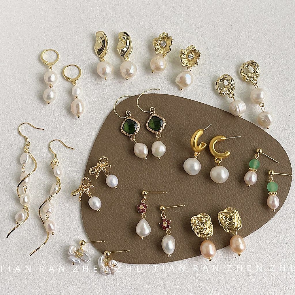 Bông Tai Tua Rua Dài Ngọc Trai Baroque Tự Nhiên Kết Hợp Vàng Uốn Lượn Trang Sức Nữ Sang Trọng Dự Tiệc MADAME HIEN PEARLS BTB134