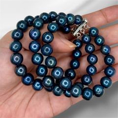 Vòng Tay VIP Ngọc Trai Đen Lông Công Tự Nhiên 9-10mm Thiết Kế 3 Vòng Khoá Bạc Sang Trọng MADAME HIEN PEARLS VTT137