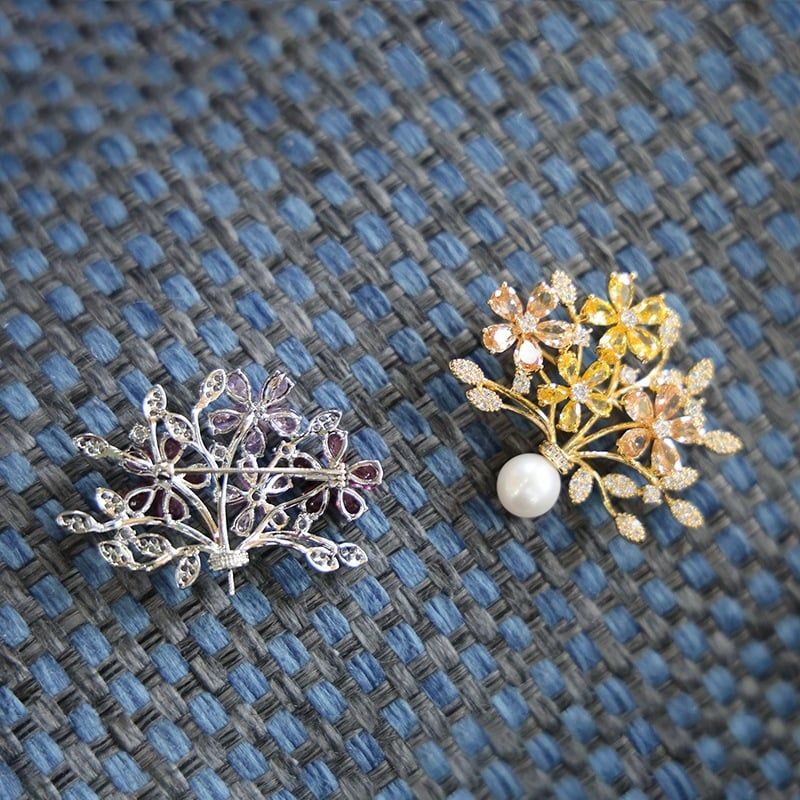 Ghim Trâm Cài Áo Lọ Hoa Đính Hạt Ngọc Trai Tự Nhiên MADAME HIEN PEARLS Cho Nữ PKC050