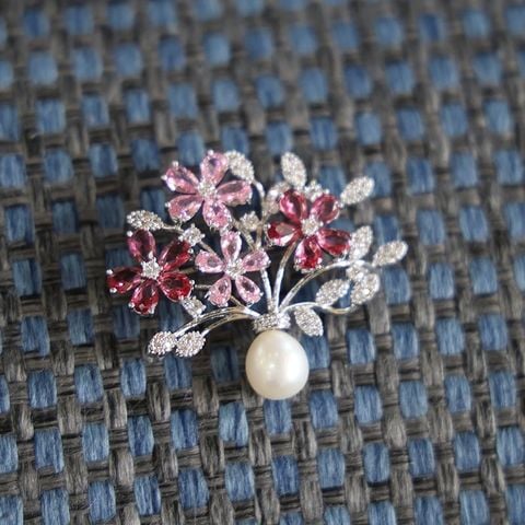 Ghim Trâm Cài Áo Lọ Hoa Đính Hạt Ngọc Trai Tự Nhiên MADAME HIEN PEARLS Cho Nữ PKC050