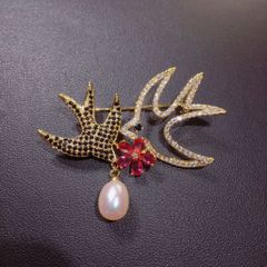 Ghim Trâm Cài Áo Én Báo Xuân Đính Ngọc Trai Tự Nhiên MADAME HIEN PEARLS Cho Nữ PKC051