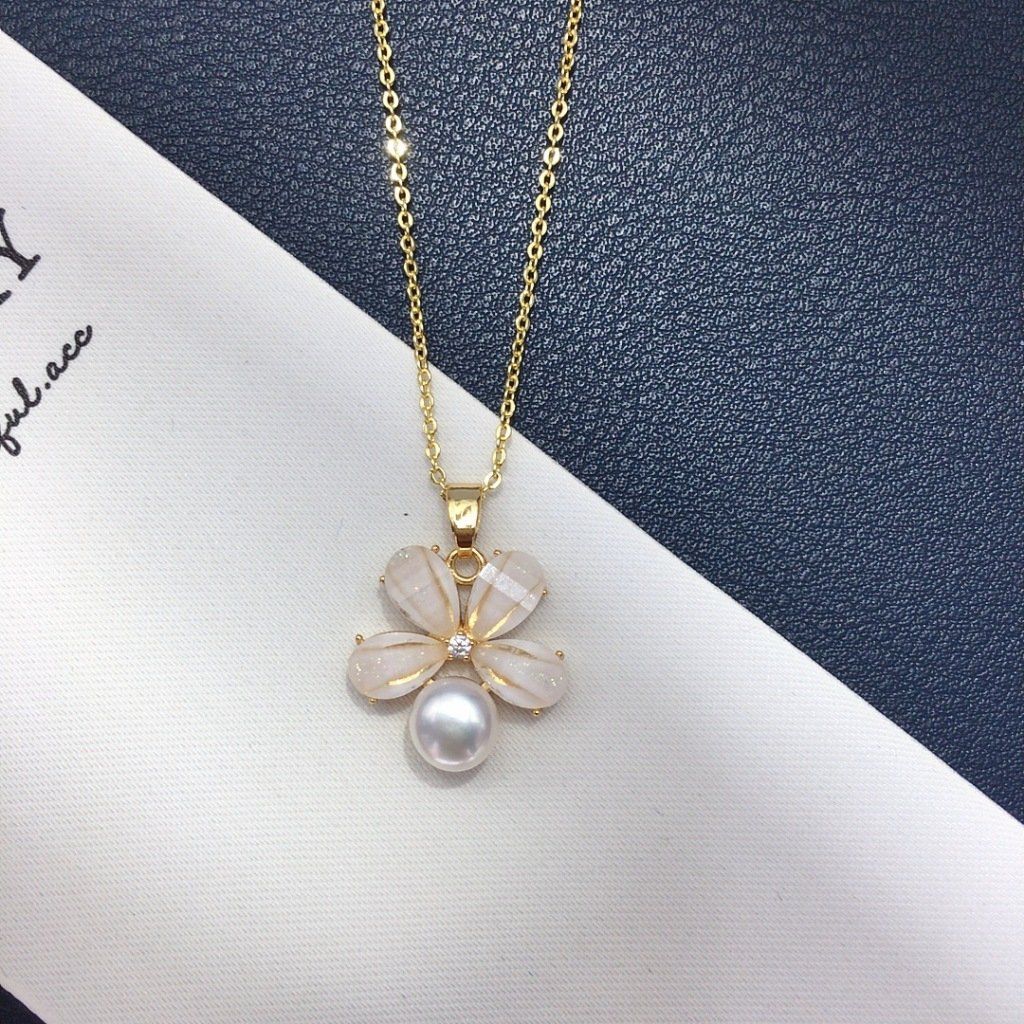 Bộ Trang Sức Ngọc Trai Phú Quốc Hoa Mai Xà Cừ 5 Cánh – Dây Chuyền, Bông Tai, Nhẫn Ngọc Trai Thật Cao Cấp Giá Sỉ Tại Phú Quốc MADAME HIEN PEARLS Cho Nữ SPS125