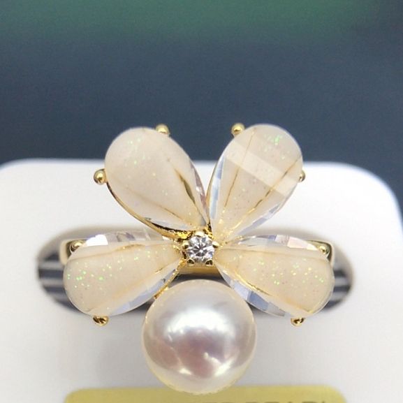 Bộ Trang Sức Ngọc Trai Phú Quốc Hoa Mai Xà Cừ 5 Cánh – Dây Chuyền, Bông Tai, Nhẫn Ngọc Trai Thật Cao Cấp Giá Sỉ Tại Phú Quốc MADAME HIEN PEARLS Cho Nữ SPS125