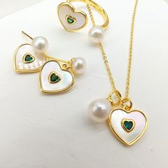 Bộ Trang Sức Ngọc Trai Phú Quốc Trái Tim Xà Cừ – Dây Chuyền, Bông Tai, Nhẫn Ngọc Trai Thật Cao Cấp Giá Sỉ Tại Phú Quốc MADAME HIEN PEARLS Cho Nữ SPS126