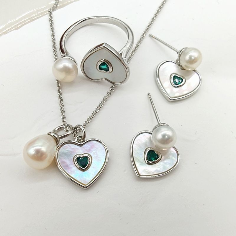 Bộ Trang Sức Ngọc Trai Phú Quốc Trái Tim Xà Cừ – Dây Chuyền, Bông Tai, Nhẫn Ngọc Trai Thật Cao Cấp Giá Sỉ Tại Phú Quốc MADAME HIEN PEARLS Cho Nữ SPS126