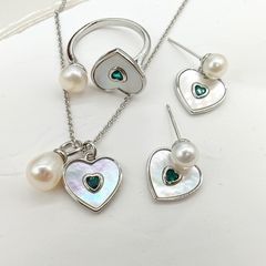 Bộ Trang Sức Ngọc Trai Phú Quốc Trái Tim Xà Cừ – Dây Chuyền, Bông Tai, Nhẫn Ngọc Trai Thật Cao Cấp Giá Sỉ Tại Phú Quốc MADAME HIEN PEARLS Cho Nữ SPS126