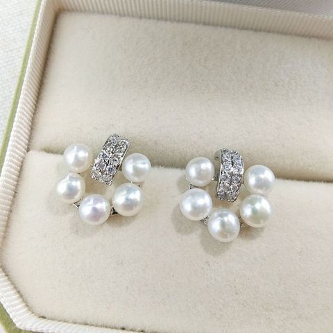 Bông Tai Ngọc Trai Tự Nhiên 5 Hạt Tròn Hoàn Hảo 5A Phối Đá Quý Sang Trọng - Trang Sức Ngọc Trai Phú Quốc Giá Sỉ BTN328