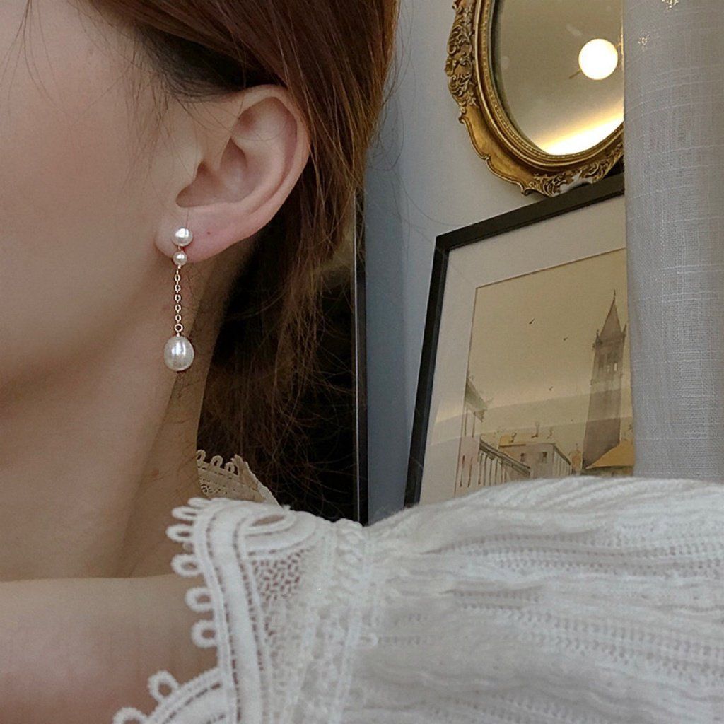 Bông Tai Dài Ngọc Trai Tự Nhiên Tua Rua Phối Hạt Ngọc Trai Tự Nhiên Giọt Nước Mặt Đính 2 Hạt Ngọc Trai Nụ Đáng Yêu Trang Sức Nữ Thanh Lịch Dự Tiệc MADAME HIEN PEARLS BTG167