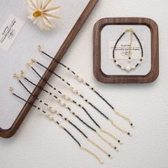 Set Vòng Cổ và Vòng Tay Đá Tourmaline Đen Phối Ngọc Trai Tự Nhiên Trang Sức Thủ Công Thanh Lịch MADAME HIEN PEARLS Nam Nữ BPS001