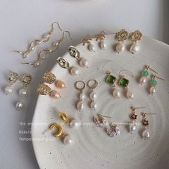 Bông tai Ngọc Trai Tự Nhiên Baroque Mặt Hoa 3D Thanh Lịch Quà Tặng Trang Sức Nữ Cao Cấp MADAME HIEN PEARLS BTB135