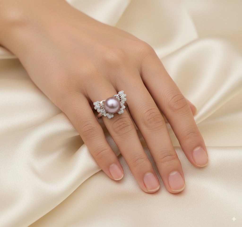 Nhẫn Ngọc Trai Tự Nhiên Size 8-9mm Dáng Bướm Phong Cách Quý Phú Bà Ngọc trai Giá Sỉ Phú Quốc MADAME HIEN PEARLS NN046