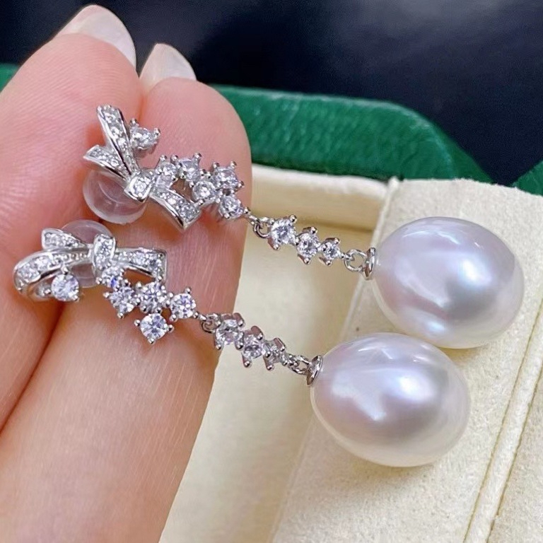 Bông Tai Tua Rua Ngọc Trai Dáng Giọt Nước Tự Nhiên Dáng Dài Cao Cấp Đính Đá Zircon - Quà Tặng Trang Sức Ngọc Trai Phú Quốc Giá Sỉ BTG170