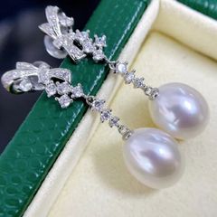 Bông Tai Tua Rua Ngọc Trai Dáng Giọt Nước Tự Nhiên Dáng Dài Cao Cấp Đính Đá Zircon - Quà Tặng Trang Sức Ngọc Trai Phú Quốc Giá Sỉ BTG170