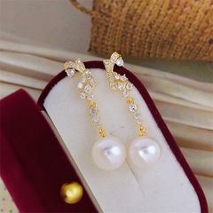 Bông Tai Tua Rua Ngọc Trai Dáng Giọt Nước Tự Nhiên Dáng Dài Cao Cấp Đính Đá Zircon - Quà Tặng Trang Sức Ngọc Trai Phú Quốc Giá Sỉ BTG170