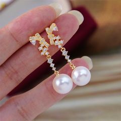 Bông Tai Tua Rua Ngọc Trai Dáng Giọt Nước Tự Nhiên Dáng Dài Cao Cấp Đính Đá Zircon - Quà Tặng Trang Sức Ngọc Trai Phú Quốc Giá Sỉ BTG170