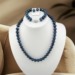 [Kèm Kiểm Định] Bộ Set Trang Sức VIP Ngọc Trai Đen Lông Công Tự Nhiên 9-11mm Gồm Vòng cổ, Vòng Tay, Bông tai Ngọc Trai MADAME HIEN PEARLS SCT046