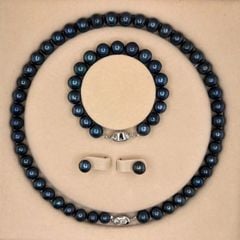 [Kèm Kiểm Định] Bộ Set Trang Sức VIP Ngọc Trai Đen Lông Công Tự Nhiên 9-11mm Gồm Vòng cổ, Vòng Tay, Bông tai Ngọc Trai MADAME HIEN PEARLS SCT046