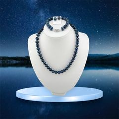 [Kèm Kiểm Định] Bộ Set Trang Sức VIP Ngọc Trai Đen Lông Công Tự Nhiên 9-11mm Gồm Vòng cổ, Vòng Tay, Bông tai Ngọc Trai MADAME HIEN PEARLS SCT046