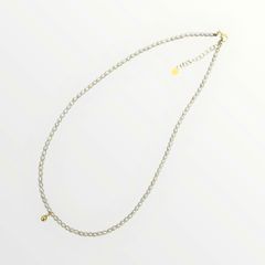 Dây Chuyền Vòng Cổ Khoá Bạc s925 Ngọc Trai Nhí Oval Hạt Gạo Tự Nhiên 2-3mm Mặt Chuông Bi Vàng Nhí - Ngọc trai Giá Sỉ Phú Quốc Thanh Lịch MADAME HIEN PEARLS Đáng Yêu CG083