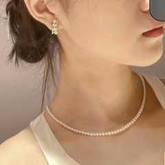 Set Bộ Trang Sức Ngọc Trai Tròn Tí Hon Mini Nhỏ Xinh Tự Nhiên 3-4mm MADAME HIEN PEARLS SCT010