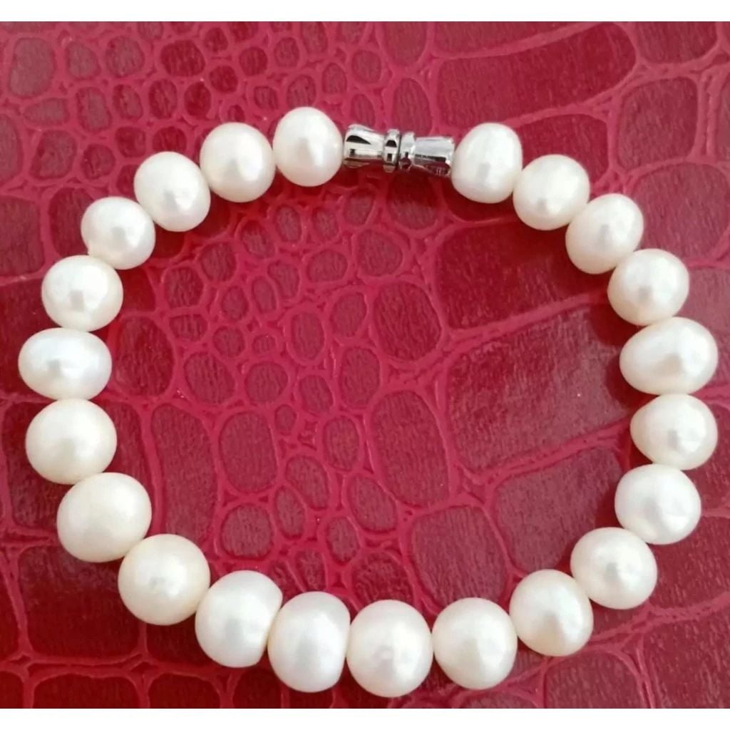 Vòng Tay Ngọc Trai Tự Nhiên Hạt Gần Tròn Đơn Giản MADAME HIEN PEARLS VTT002