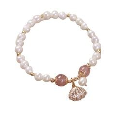 Vòng Tay Ngọc Trai Tự Nhiên Phối Hạt Cham Cẩm Thạch Dâu Tây Tua Rua Sò Biển MADAME HIEN PEARLS VTT084
