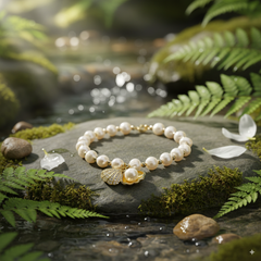 Vòng Tay Ngọc Trai Tự Nhiên Phối Cham Sò Biển Sao Biển Đáng Yêu MADAME HIEN PEARLS VTT111