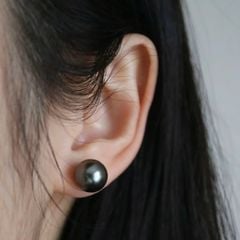 Bông Tai Nụ Bạc Ý s925 Đính 1 Hạt Ngọc Trai Đen Tự Nhiên Tối Giản MADAME HIEN PEARLS Cho Nữ BTT051