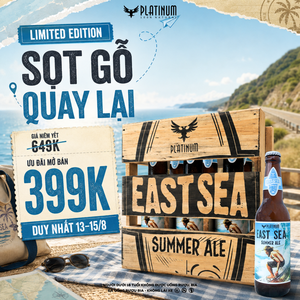  ƯU ĐÃI MỞ BÁN 399K - SỌT GỖ 6 CHAI EAST SEA SUMMER ALE 