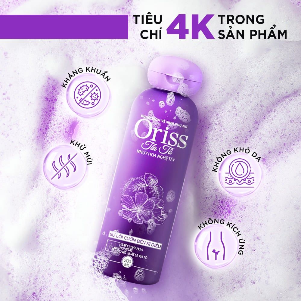 Dung Dịch Vệ Sinh Phụ Nữ ORISS Tía Tô Làm Sạch Dịu Nhẹ 200ML