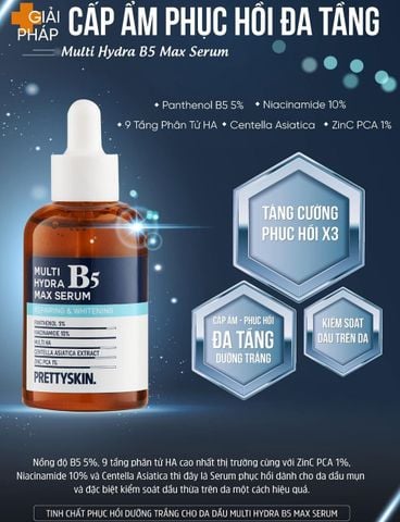 Serum Prettyskin B5 Phục Hồi Dưỡng Sáng Cho Da Dầu 50ml