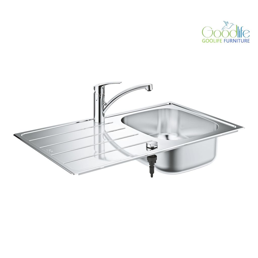 Chậu rửa chén 1 hộc cánh trái tích hợp vòi bếp Eurosmart GROHE 31565SD1