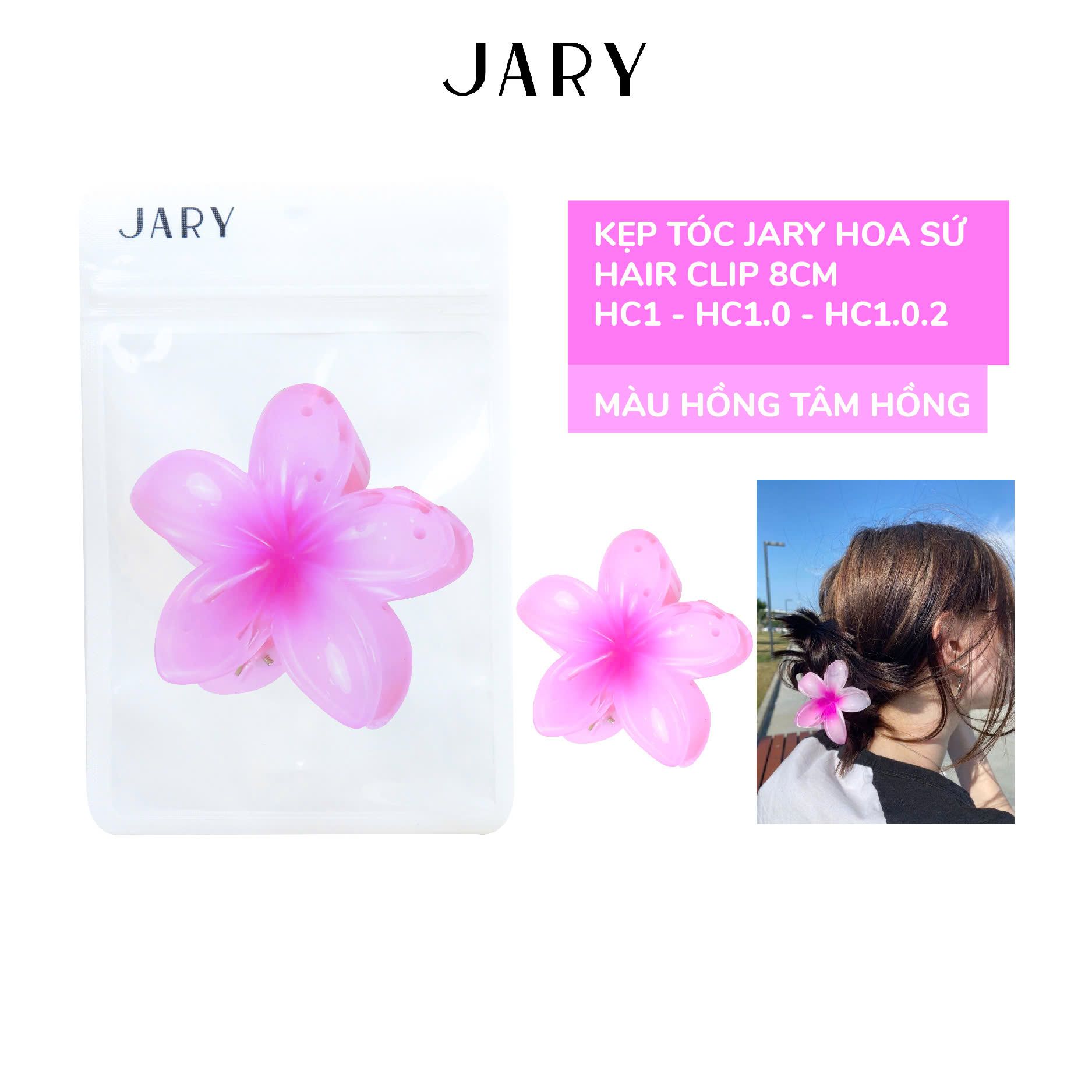 KẸP TÓC HOA SỨ NHỰA JARY HAIR CLIP - HC1 - HC1.0 - HC1.0.2 - MÀU HỒNG TÂM HỒNG - 8CM