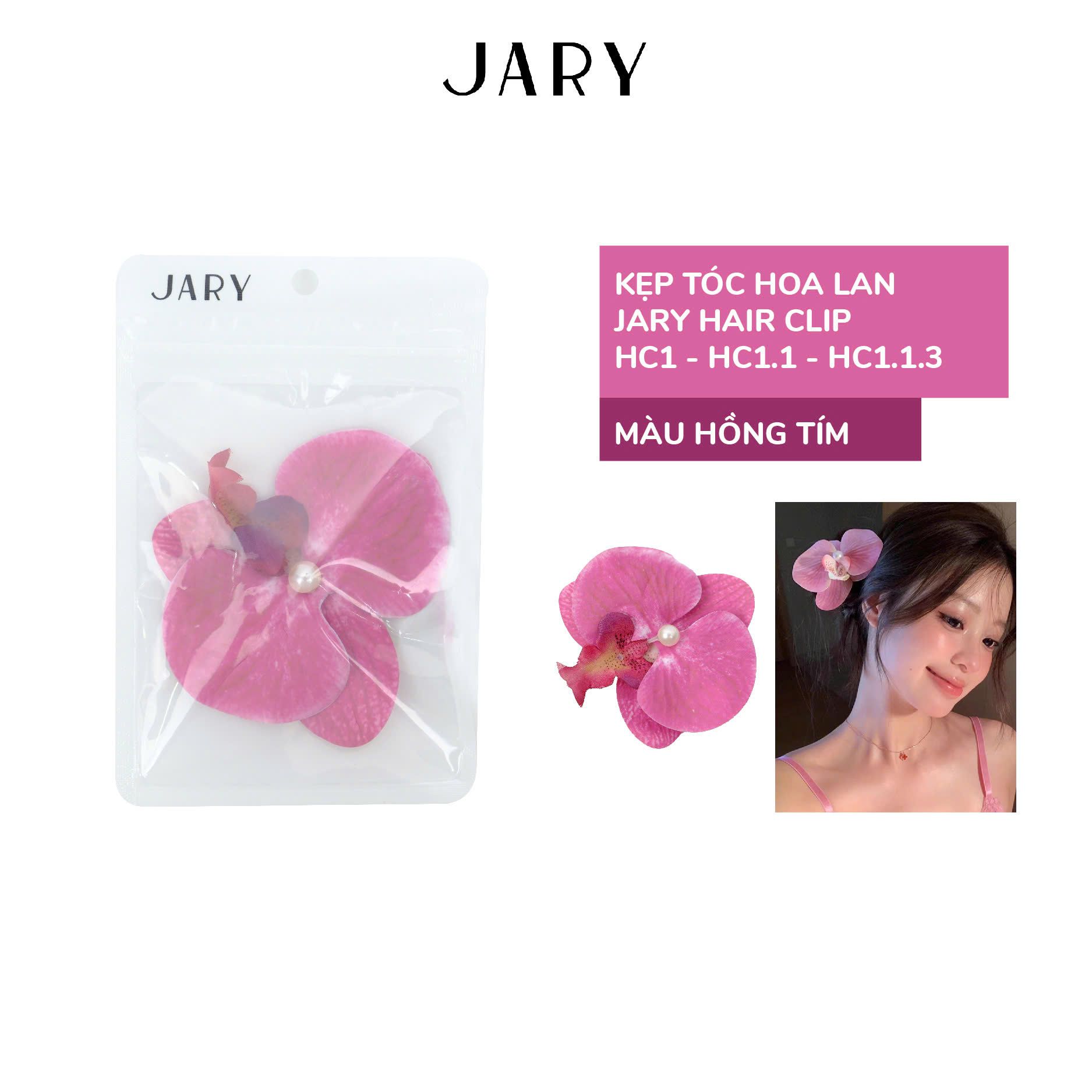 KẸP TÓC HOA LAN JARY HAIR CLIP - HC1 - HC1.1 - HC1.1.3 - MÀU HỒNG TÍM
