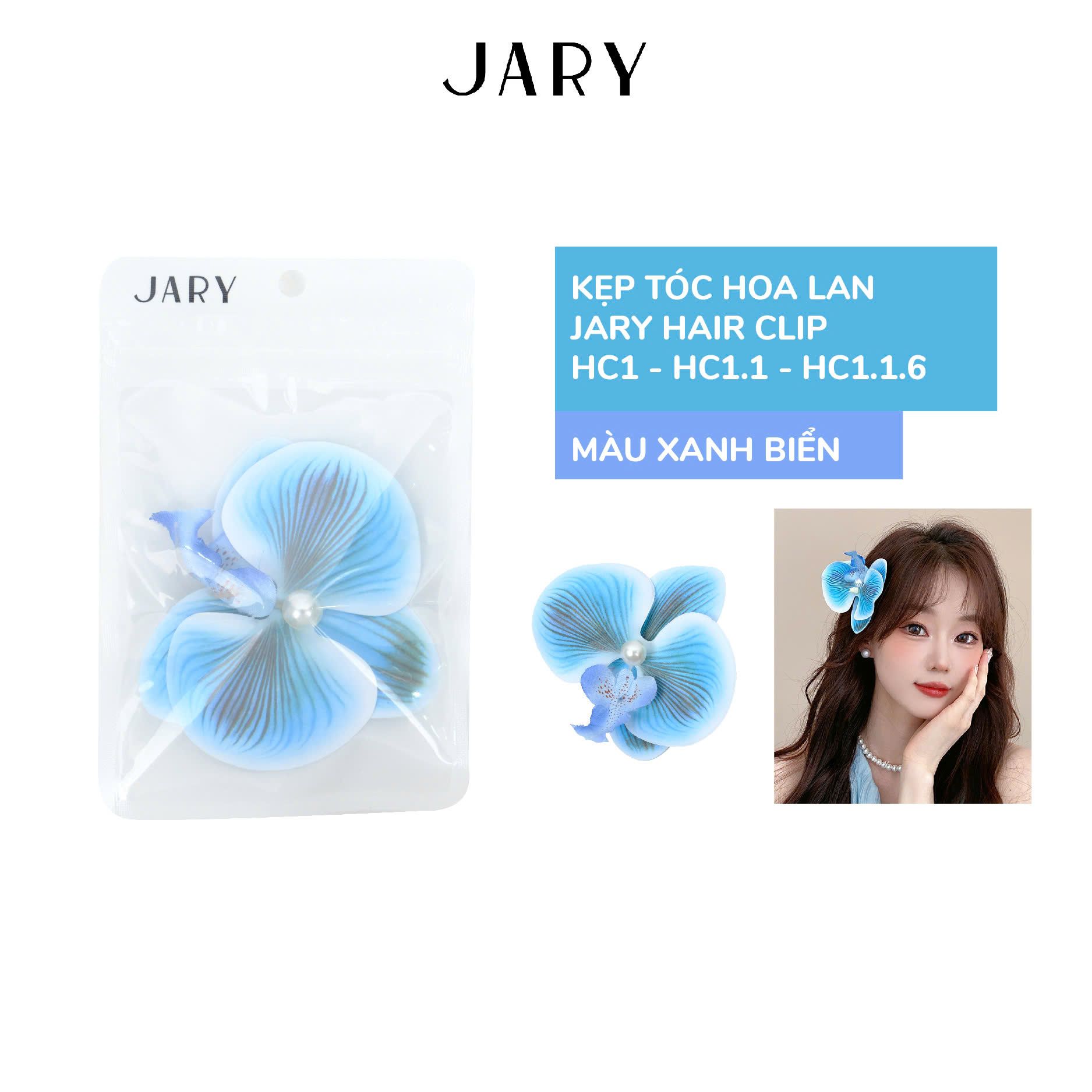 KẸP TÓC HOA LAN JARY HAIR CLIP - HC1 - HC1.1 - HC1.1.6 - MÀU XANH BIỂN