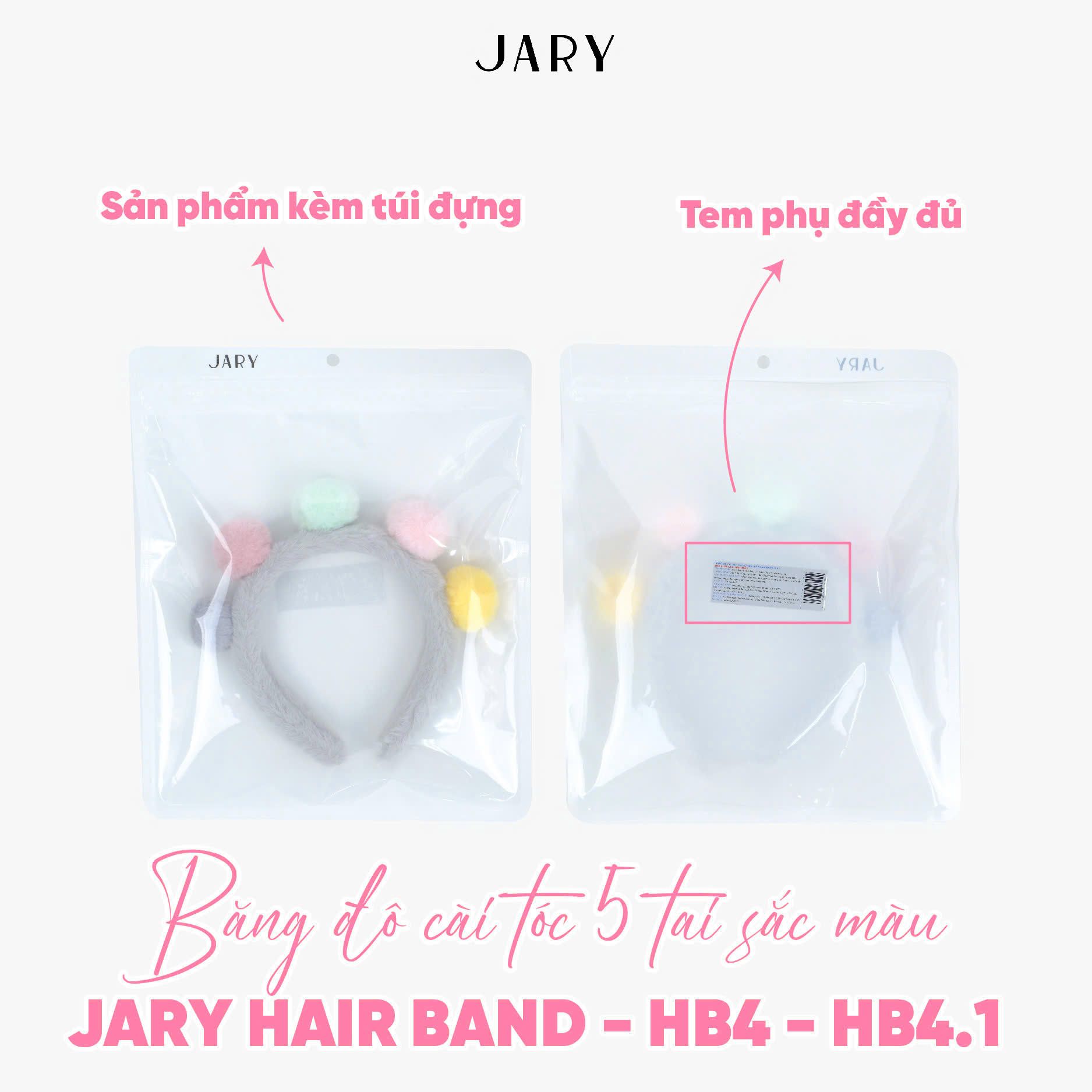 BĂNG ĐÔ CÀI TÓC 5 TAI SẮC MÀU JARY HAIR BAND - HB4 - HB4.1