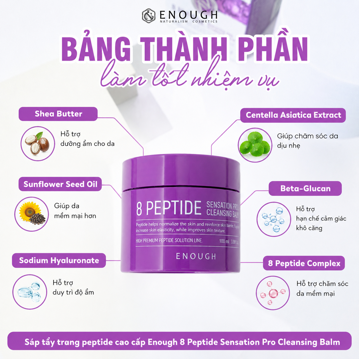 SÁP TẨY TRANG PEPTIDE CAO CẤP ENOUGH 8 PEPTIDE SENSATION PRO CLEANSING BALM 100ML