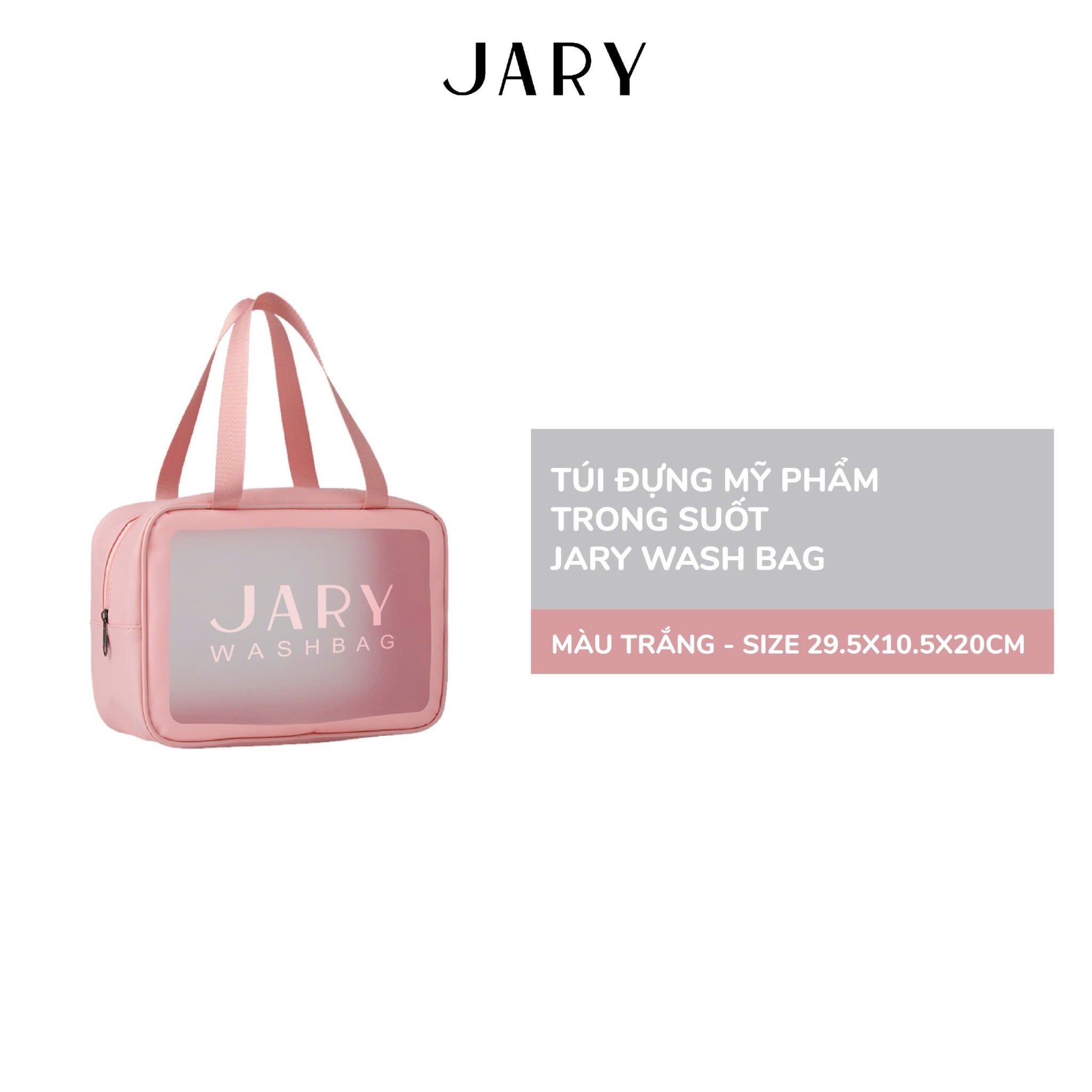 TÚI ĐỰNG MỸ PHẨM TRONG SUỐT JARY WASH BAG - MÀU HỒNG - SIZE L