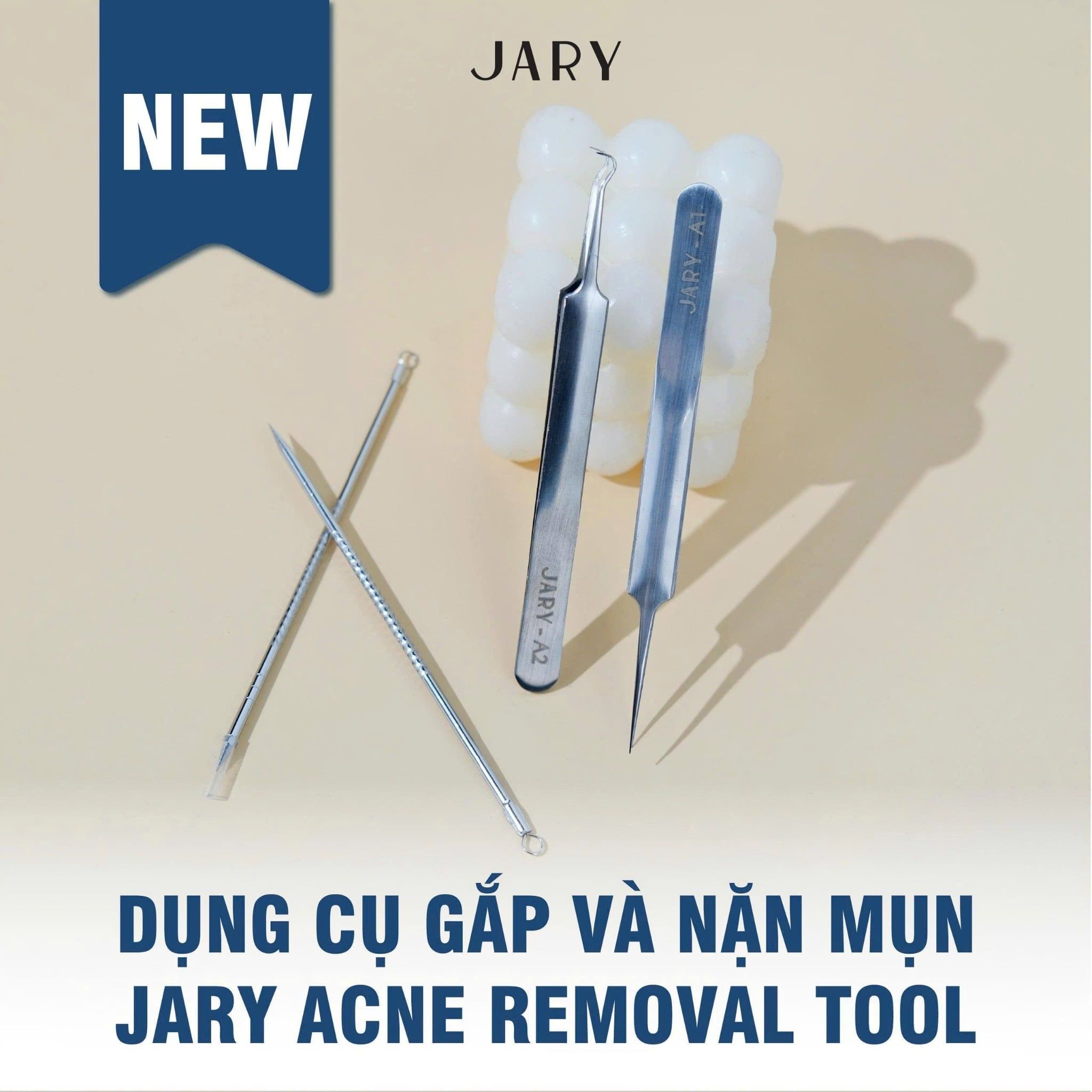 DỤNG CỤ NẶN MỤN 2 ĐẦU JARY ACNE REMOVAL TOOL - A3 - 1 ĐẦU CHỌC THỦNG MỤN TRỨNG CÁ - 1 ĐẦU TẠO ÁP LỰC LẤY NHÂN MỤN