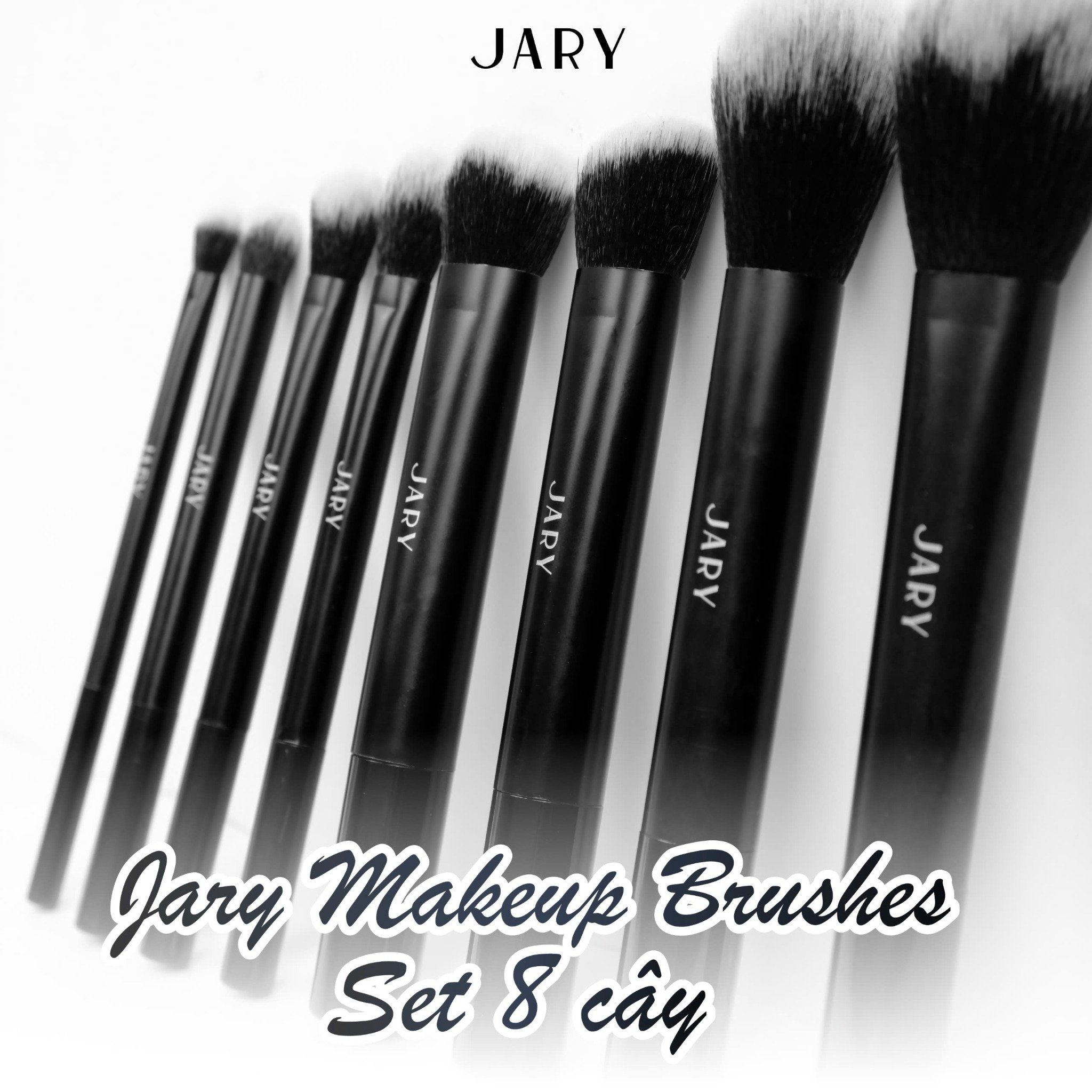 BỘ CỌ TRANG ĐIỂM JARY MAKEUP BRUSH - SET 8 CÂY - MÀU ĐEN + TÚI ĐỰNG DA PU